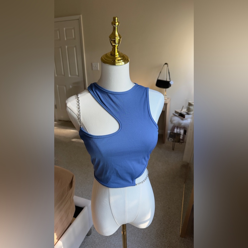 Blue Cut-Out Women Top